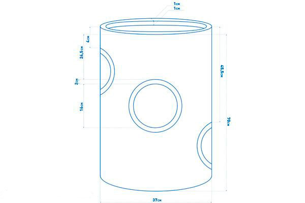 Afmetingen van de krabton.