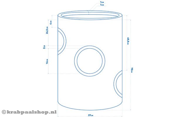 Afmetingen van de krabton.