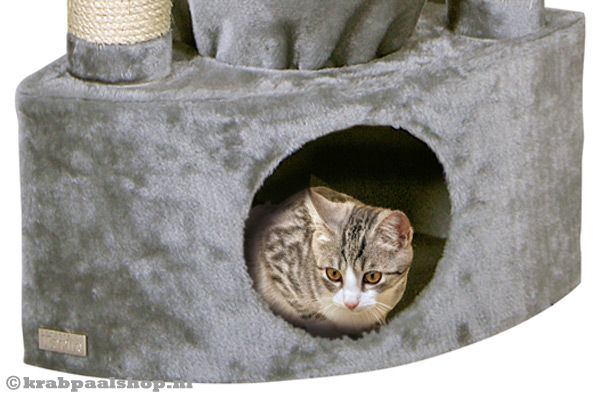 Met grijs huisje van pluche